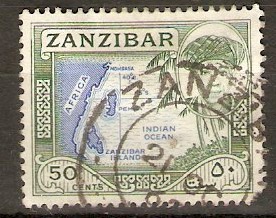 Zanzibar 1961 50c Blue and grey-green. SG381.
